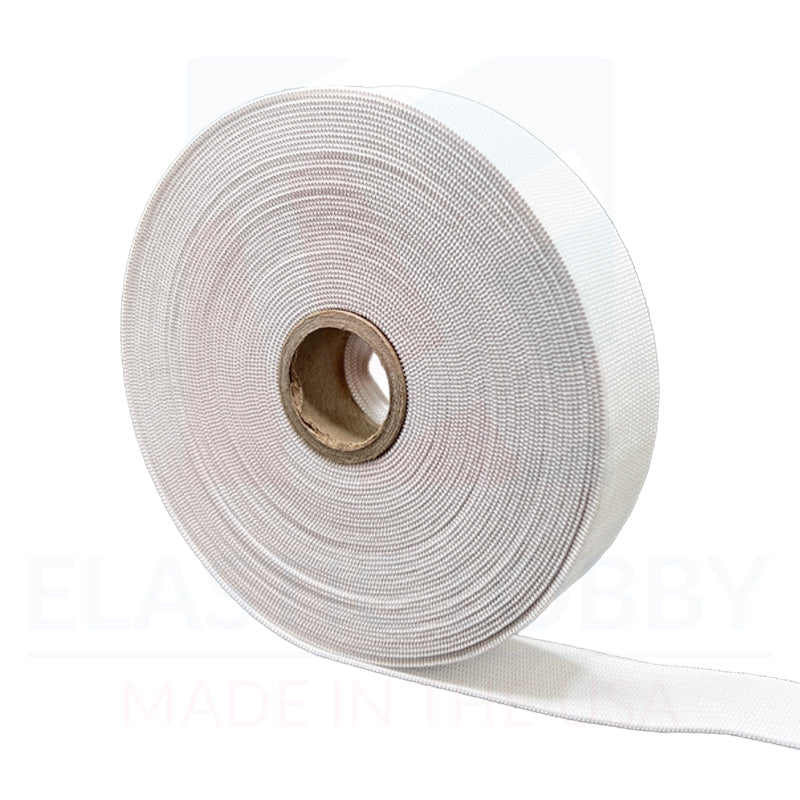 1" (25mm) Heavy White Knitted Elastic - US Made