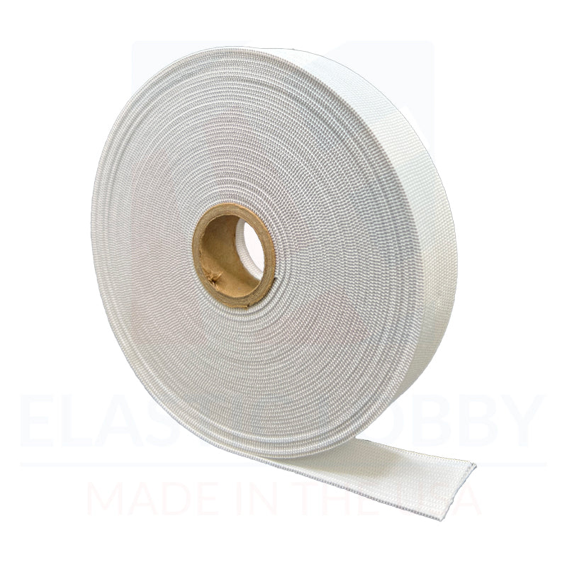 1" (25mm) White Knitted Elastic - US Made