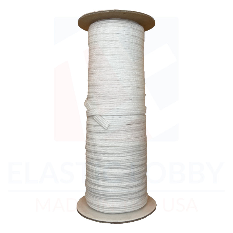 1/4" (6mm) White Knitted Elastic - US Made